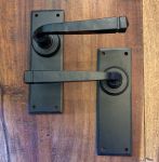 Matt Black, Cottage Style Wrought Iron Door Handles without Keyhole, Rustproof Finish VFB101